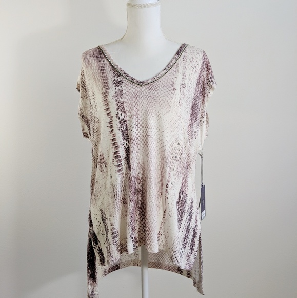 Jennifer Lopez Rhinestone Snakeskin Print Tee